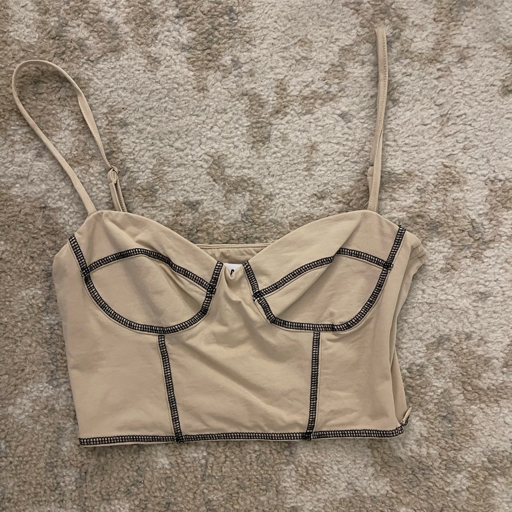 Princess Polly Cropped Top with Black Stitching